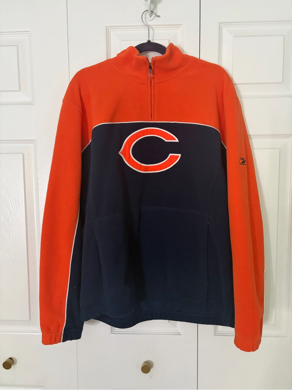 Reebok Chicago Bears Orange and Navy Half-Zip Pullover Sweatshirt